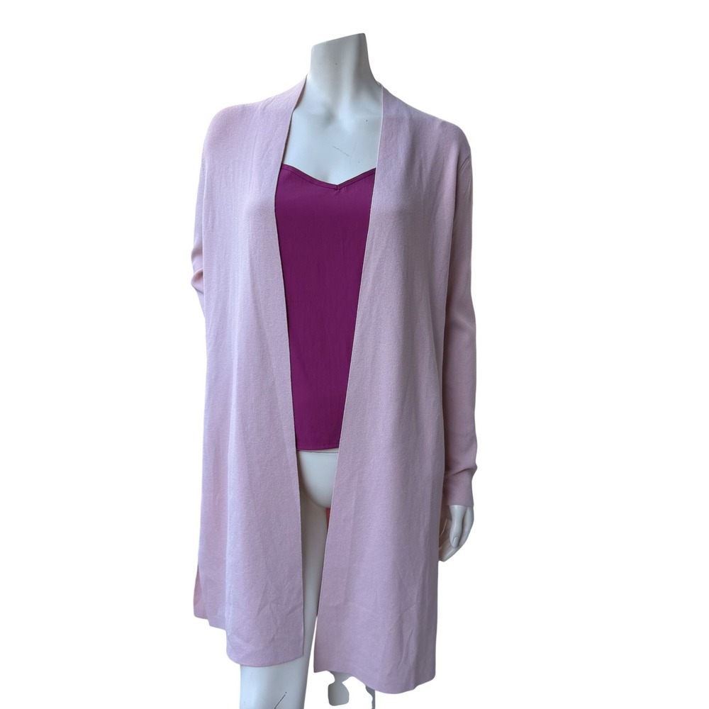 Contemporaine Simons Pink Longline Cardigan Open Front Sustainable Ecovero L NWT